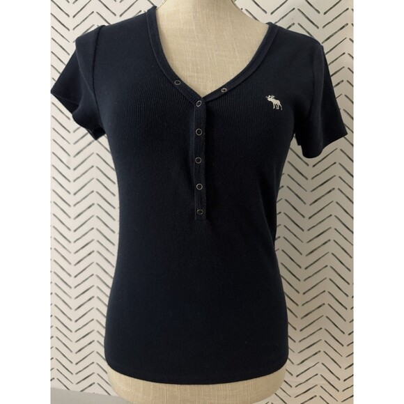 Abercrombie & Fitch Tops - Abercrombie & Fitch Soft Collection Navy Blue Ribbed Tee Size Medium